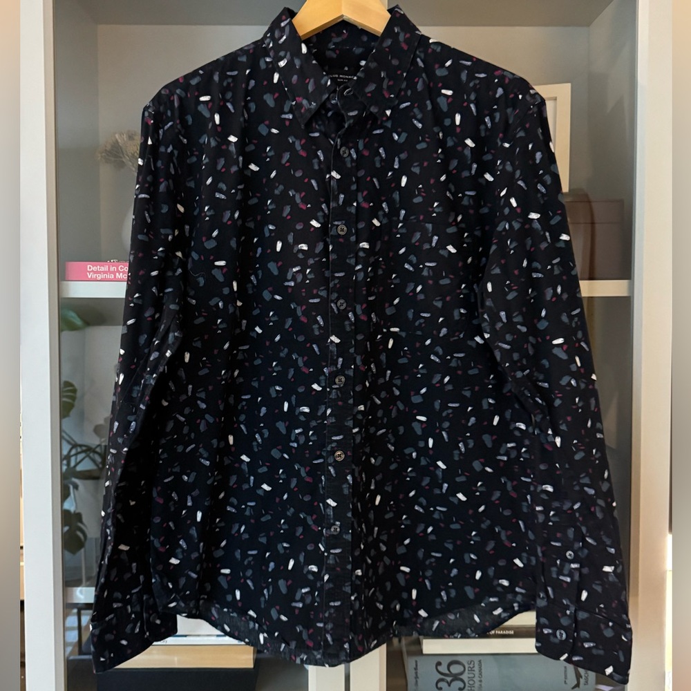 Club Monaco 90s Pattern Button Up L-Sleeve, Size L